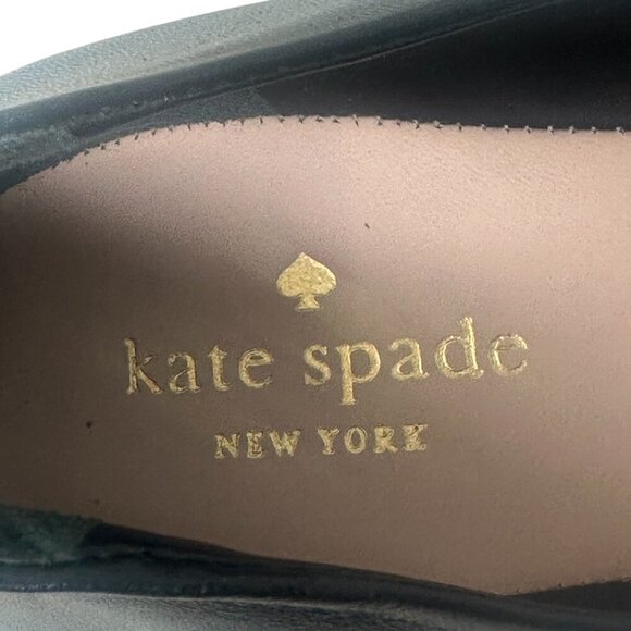 New Kate Spade Elliot “FUN” Printed Black Leather Pointed Toe Flats Size 11 - Picture 11 of 13